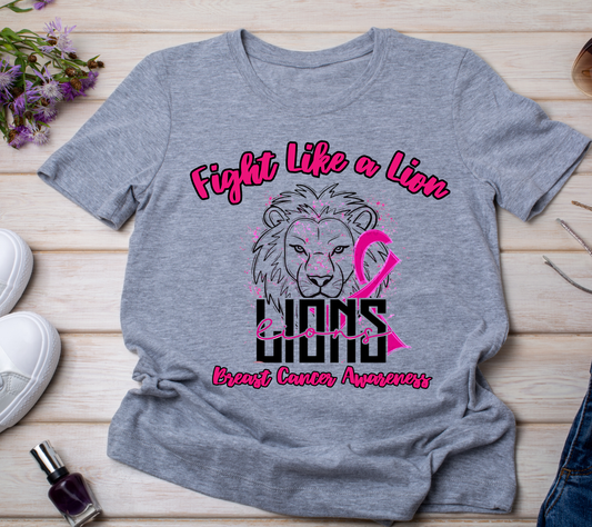 Breast Cancer "Fight Like a Lion Tshirt"